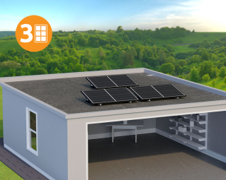 Solar-Inselanlage 1260 Flachdach  Victron 1,6kW + Pylontech Speicher 2.4